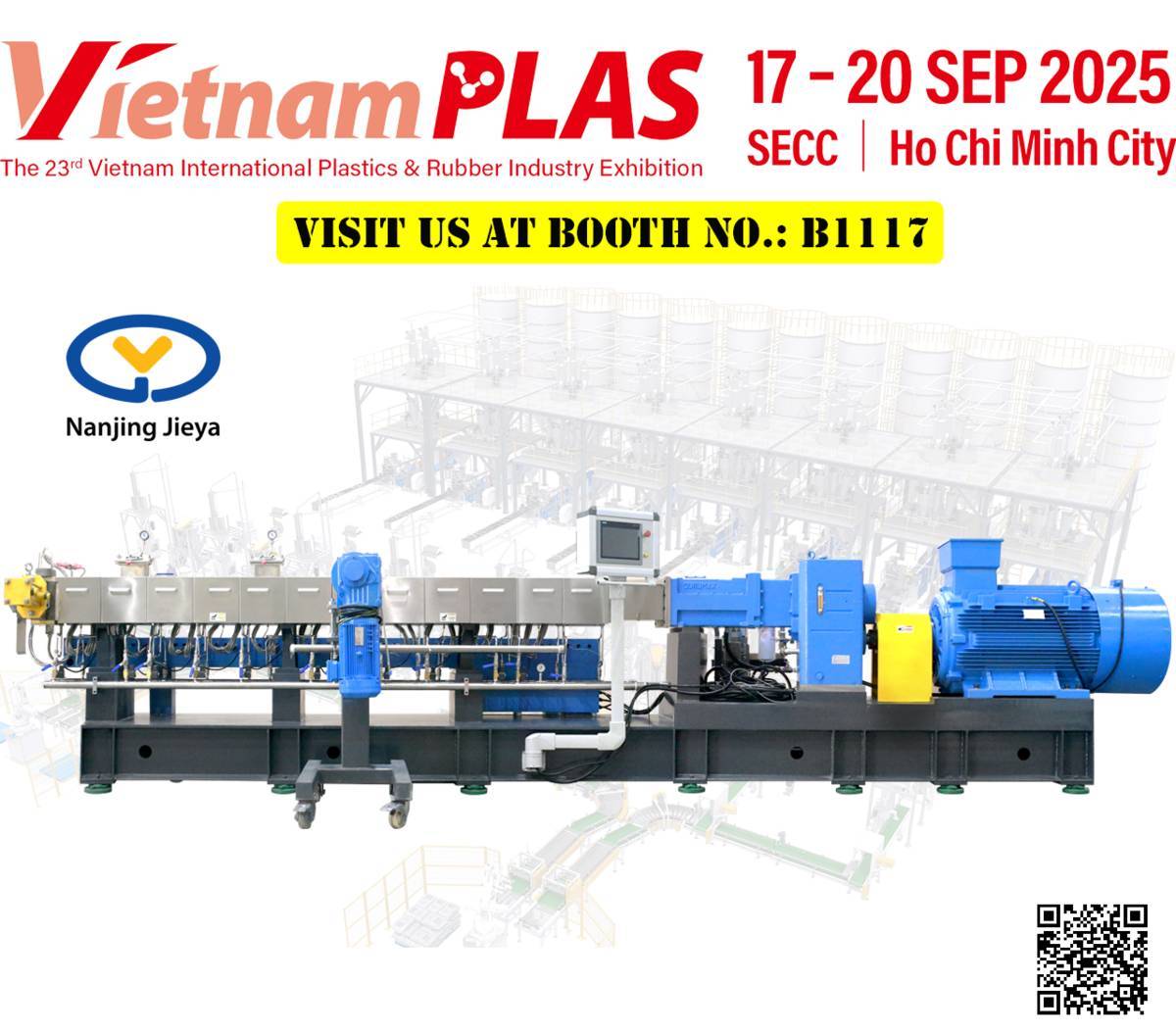 南京杰亚挤出装备有限公司邀请函：VietnamPlas 2025 ，展位：B1117